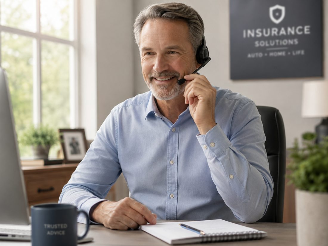 A licensed insurance agent on the phone